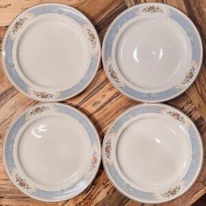 1939 Edwin Knowles-Blue Dawn Collection, Semi-Vitreous-Plates-10”- Set of 4